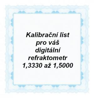 Foto: CAL-RI-15000: Kalibrační list pro ruční digitální refraktometr vybavený stupnicí refrakčního indexu od 1,3330 do 1,5000