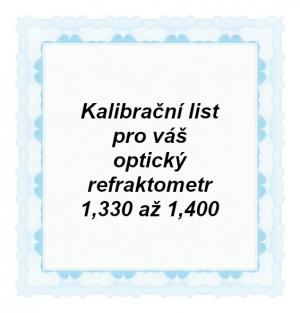 Foto: CAL-RI-1400: Kalibrační list pro ruční optický refraktometr vybavený stupnicí refrakčního indexu od 1,330 do 1,400